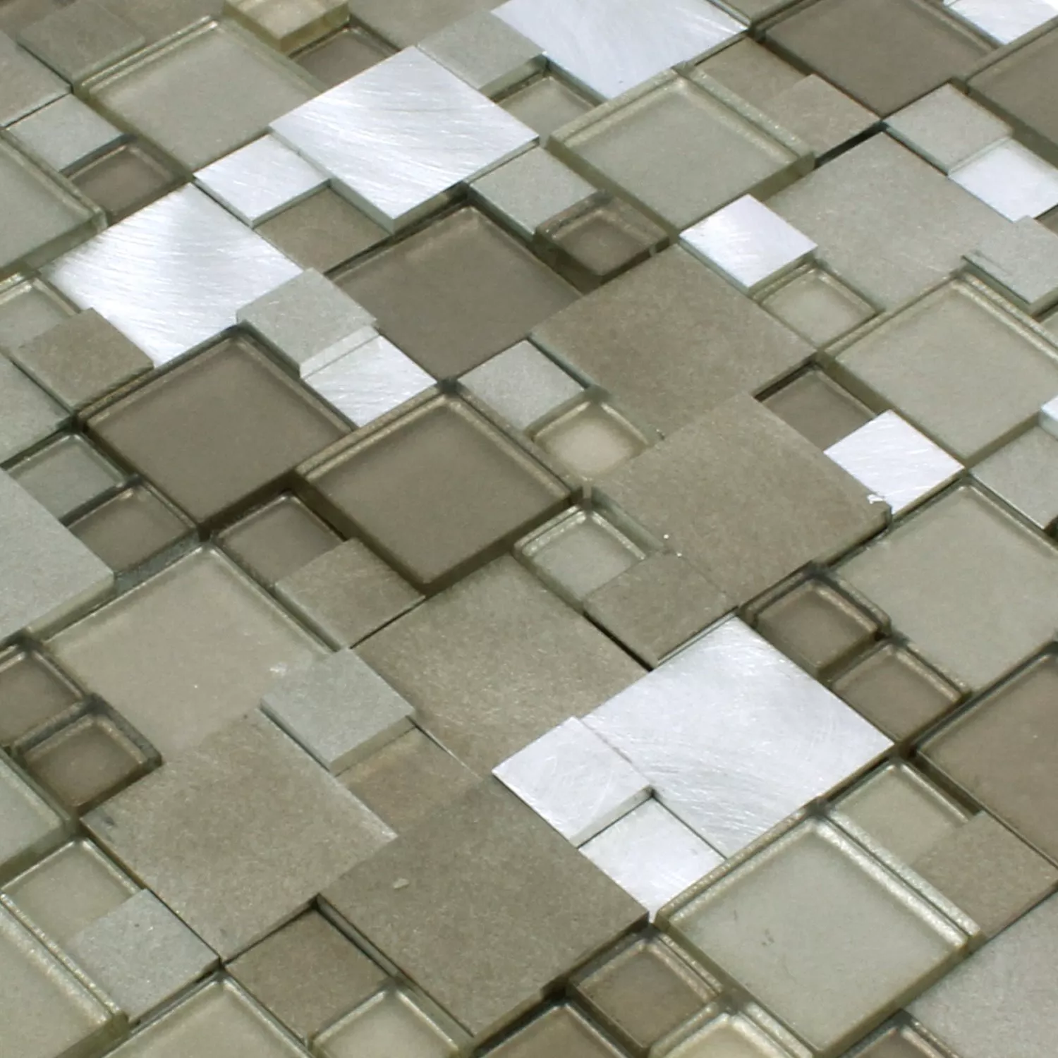 Mosaik Fliser Glas Aluminium Condor 3D Brun Mix