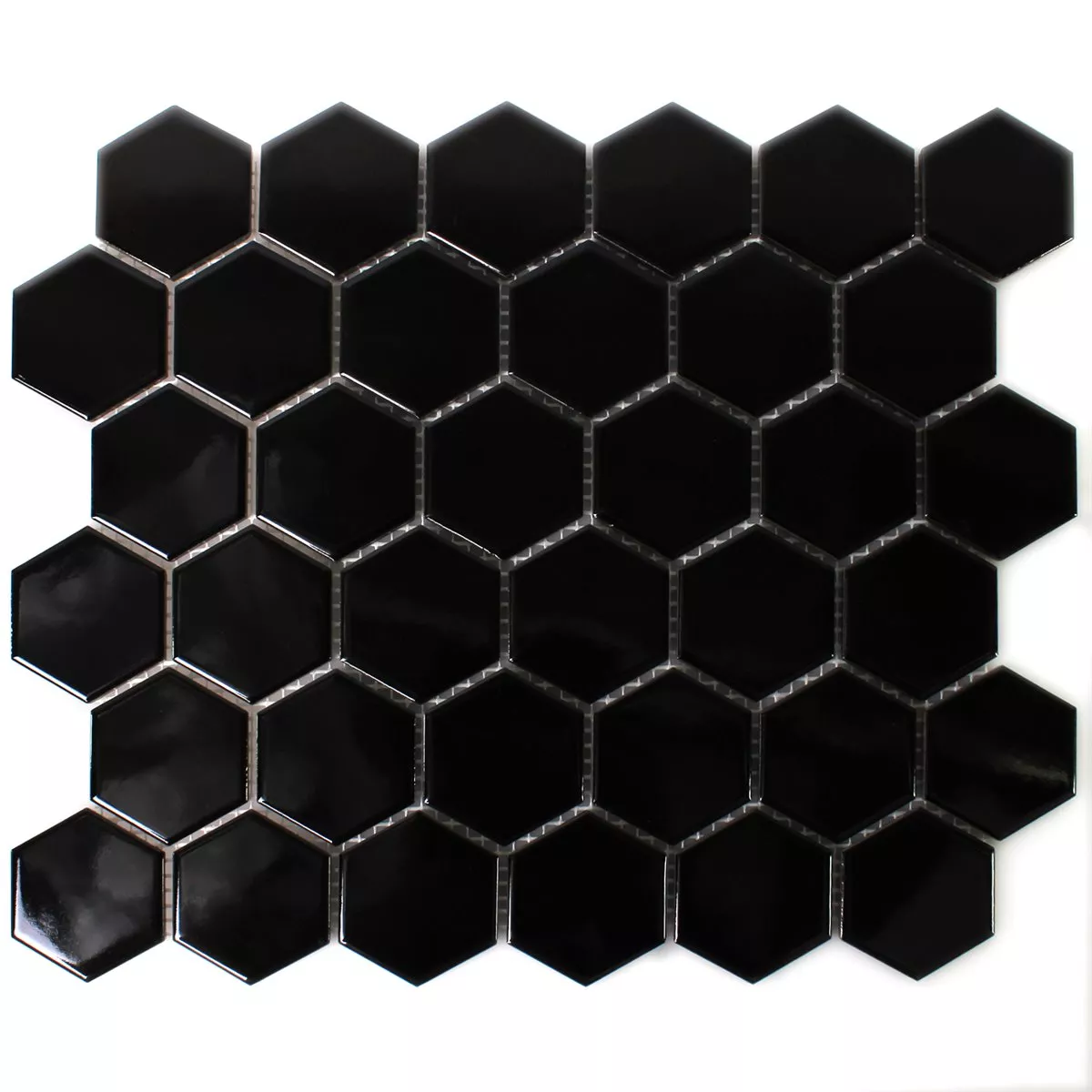 Prøve Mosaik Fliser Keramik Hexagon Sort Strålende