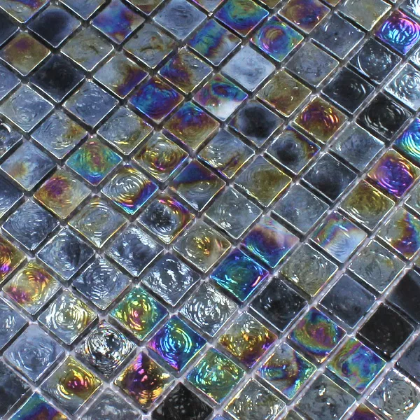 Prøve Mosaik Fliser Glas Effekt Petrol Black