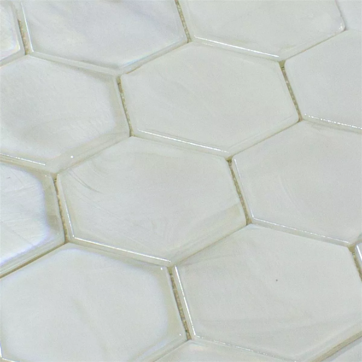 Glasmosaik Fliser Andalucia Hexagon Hvid
