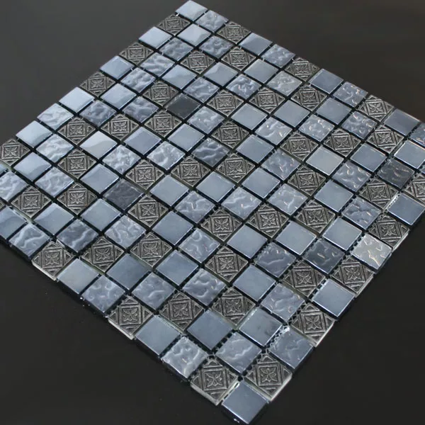 Prøve Glas Marmor Effekt Mosaik Fliser Sølv Sail