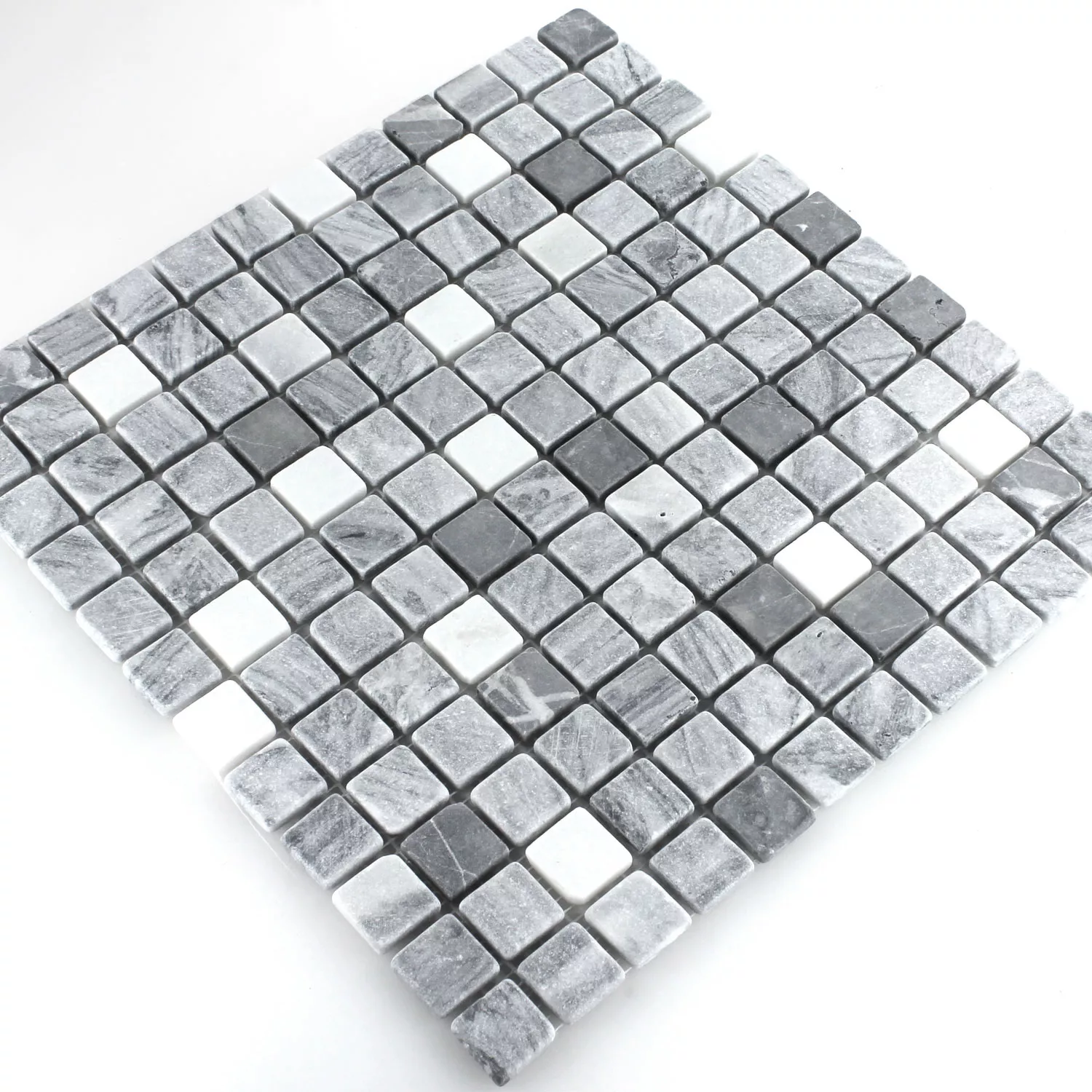 Mosaik Fliser Marmor Sort Gra 23x23x7mm