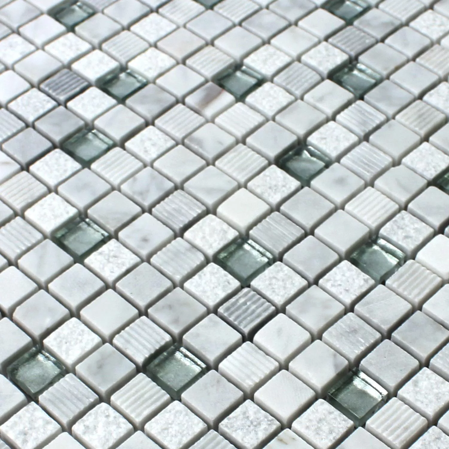 Mosaik Fliser Glas Natursten Yukon Hvid