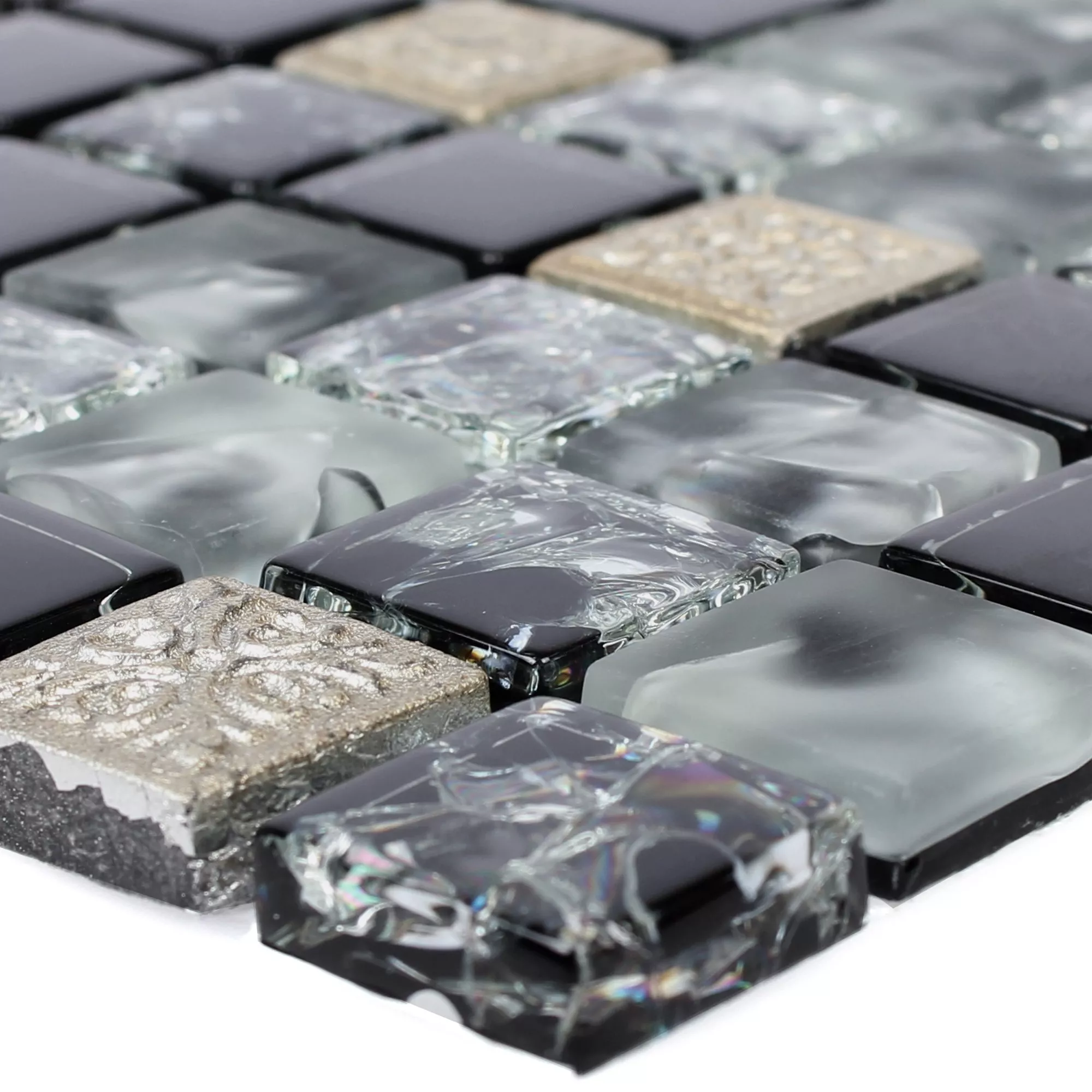 Glas Resin Mosaikfliser Bogardus Sort Mix Glas Resin Mosaikfliser Bogardus Sort Mix