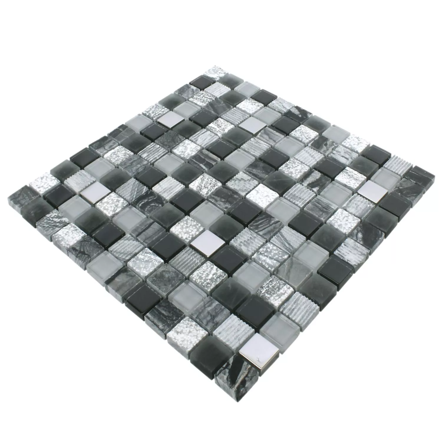 Prøve Mosaik Fliser Venzona Sort Sølv 
