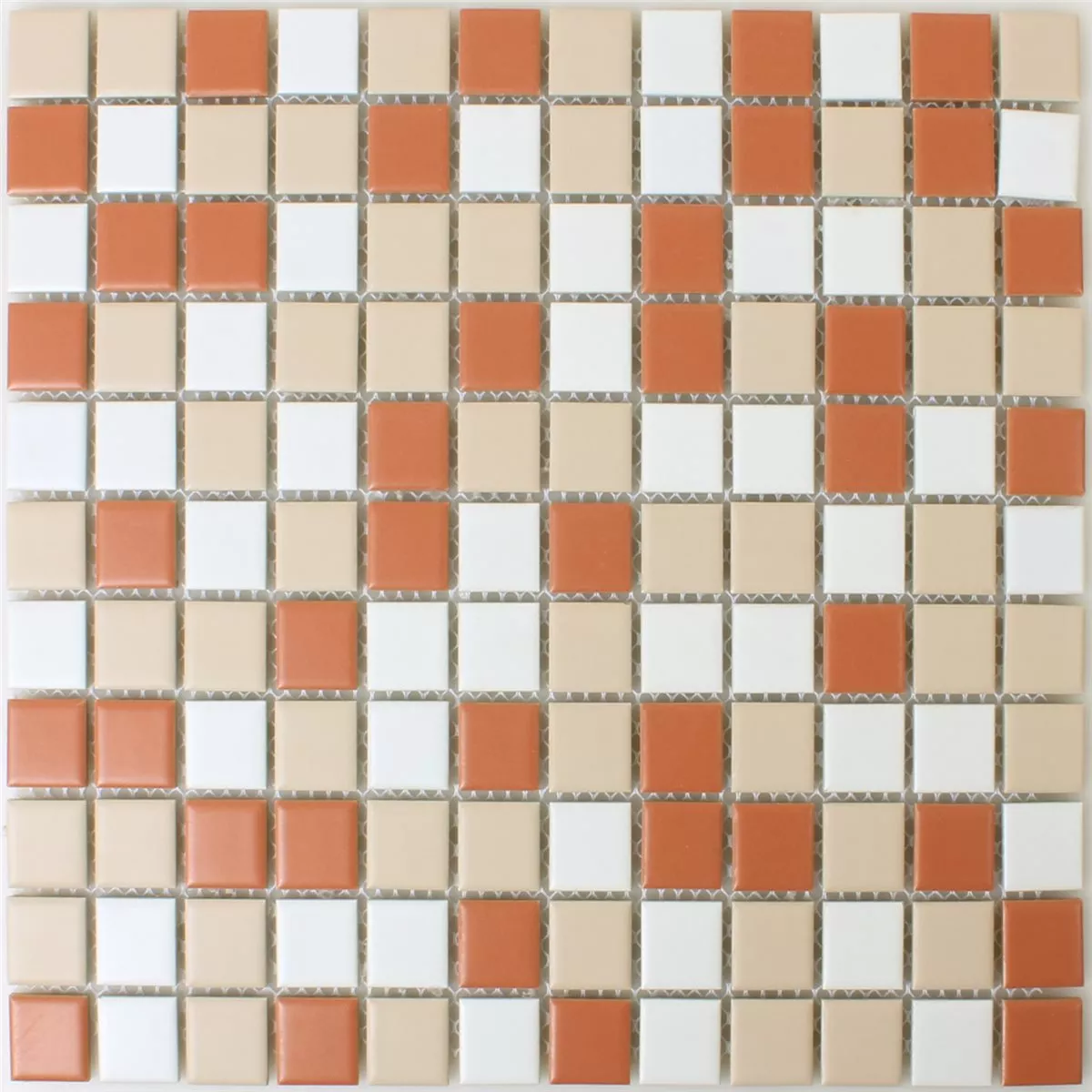 Prøve Mosaik Fliser Keramik Hvid Creme Terrakotta Mix