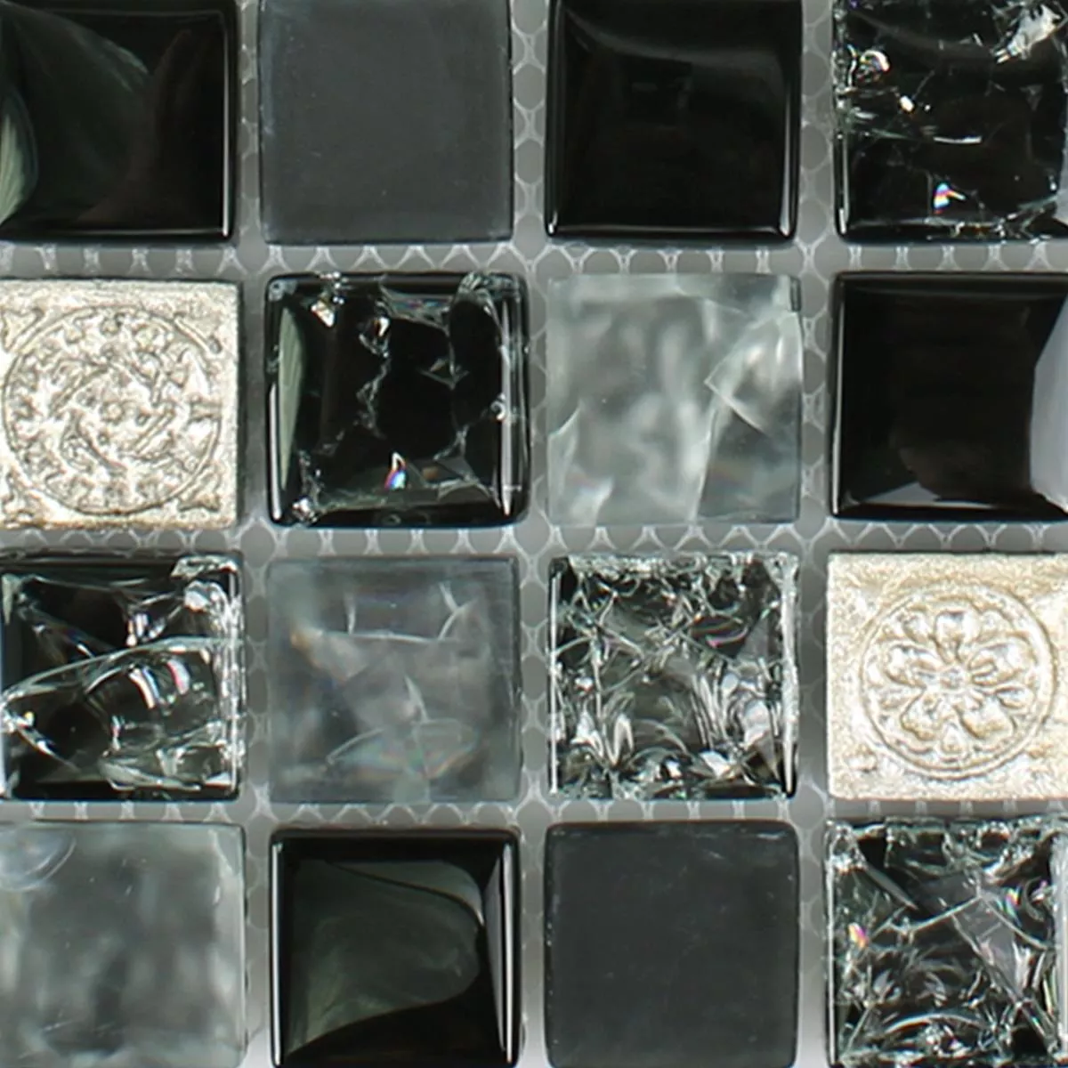 Prøve Glas Resin Mosaikfliser Bogardus Sort Mix