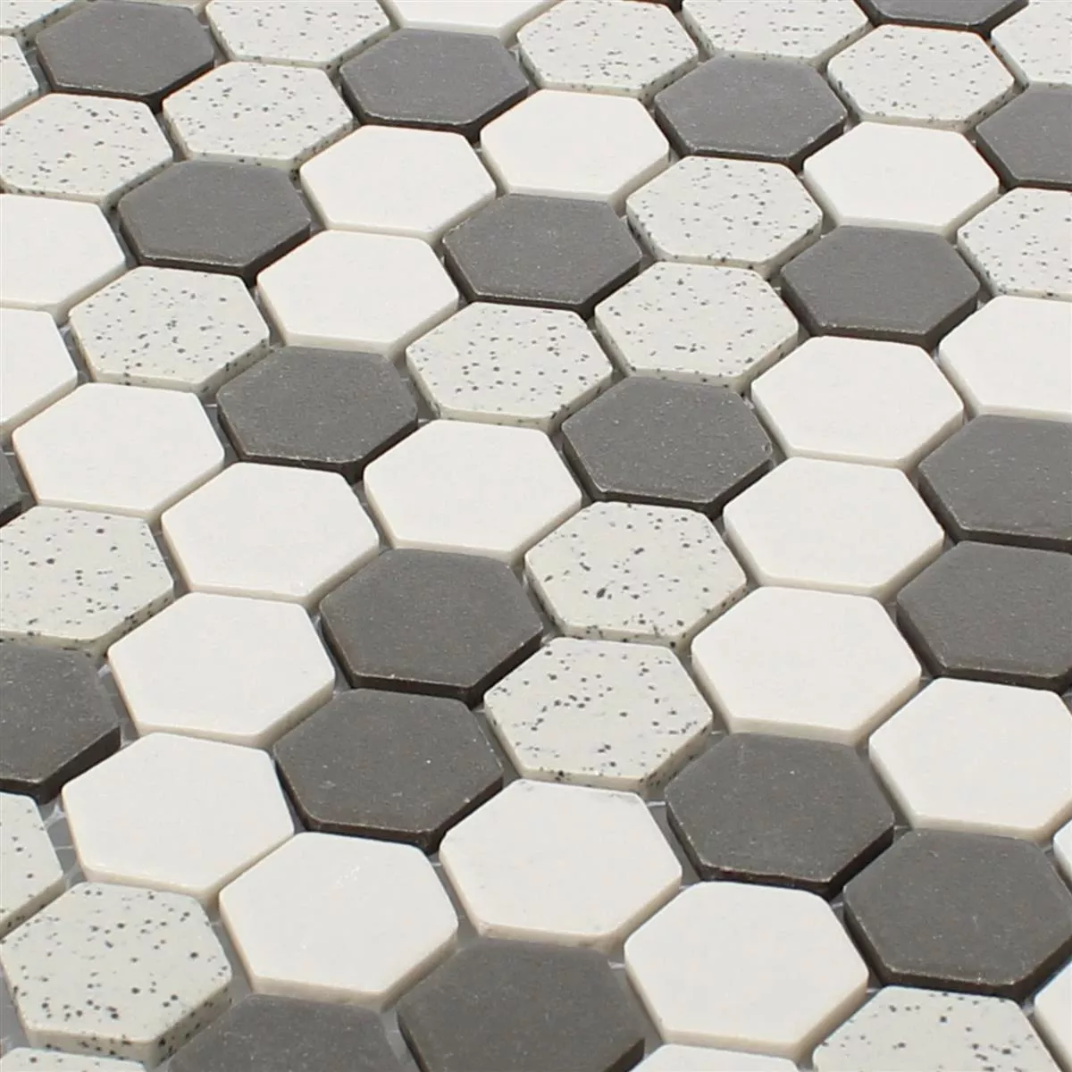 Prøve Keramik Mosaik Fliser Monforte Hexagon Sort Gra