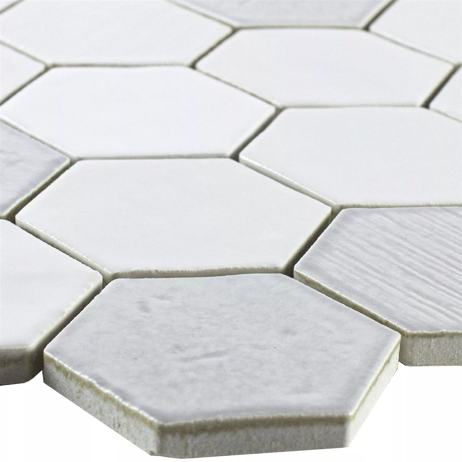 Keramik Mosaik Fliser Roseburg Hexagon Strålende Hvid