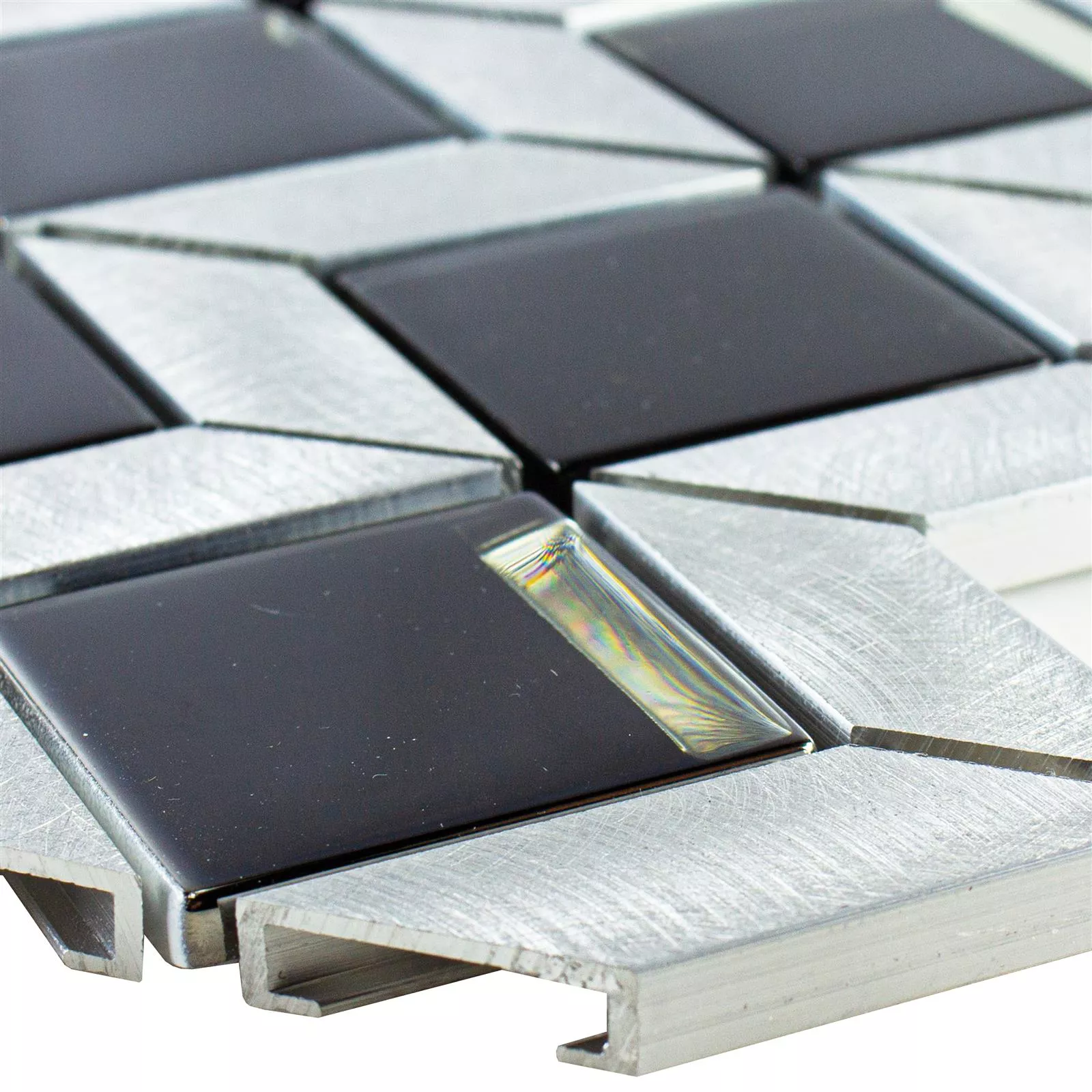Glas Metal Mosaik Fliser Tanja Sort Sølv Terninger Glas Metal Mosaik Fliser Tanja Sort Sølv Terninger