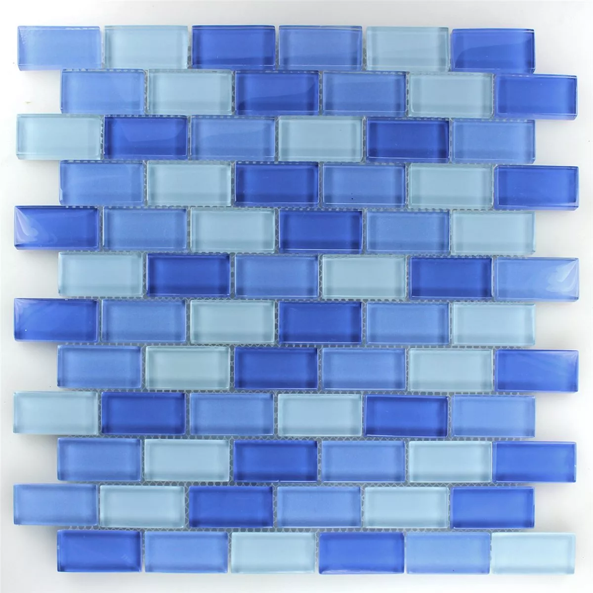 Prøve Mosaik Fliser Glas Brick Lyseblå Mix 