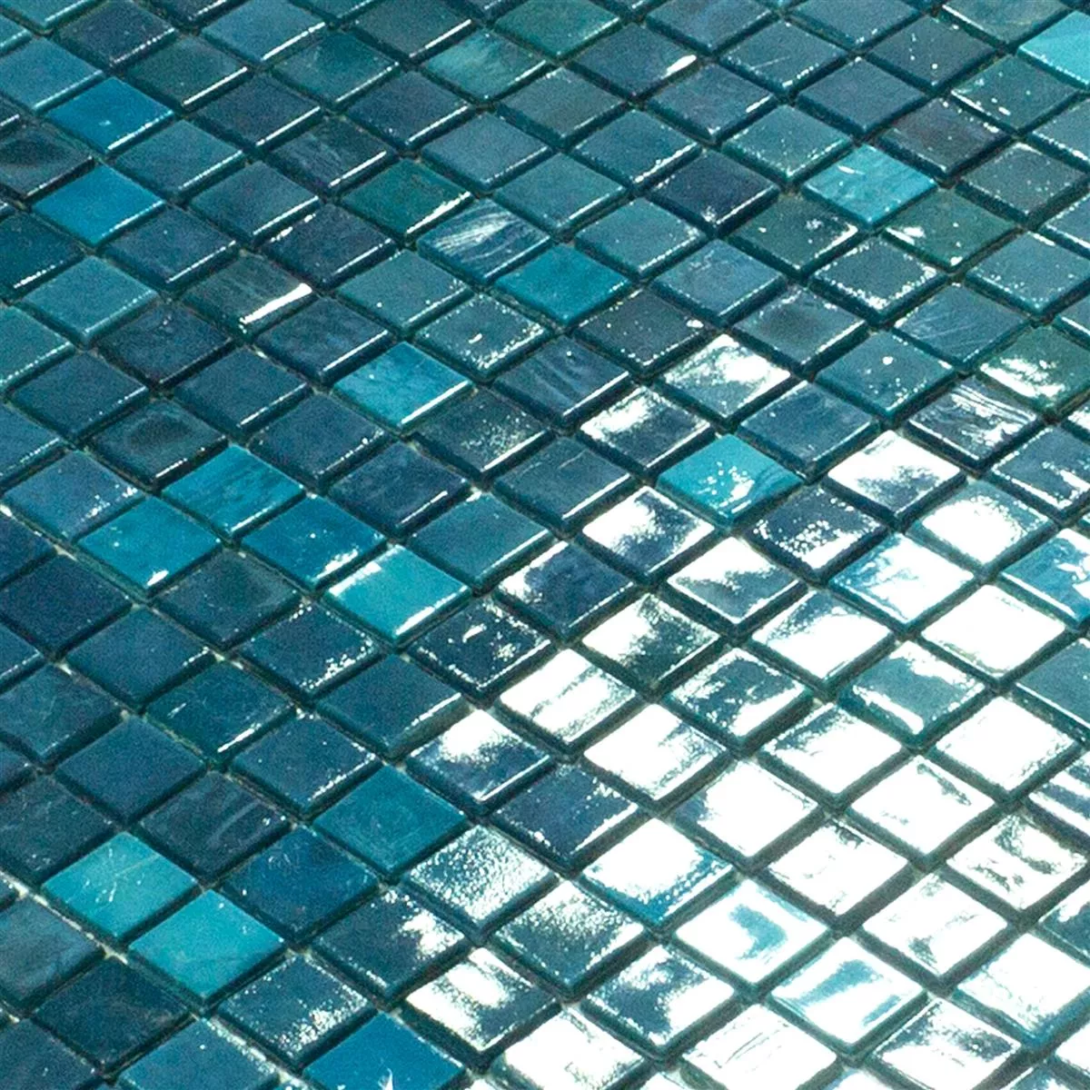 Prøve Glasmosaik Fliser New River Azur Blå Mix