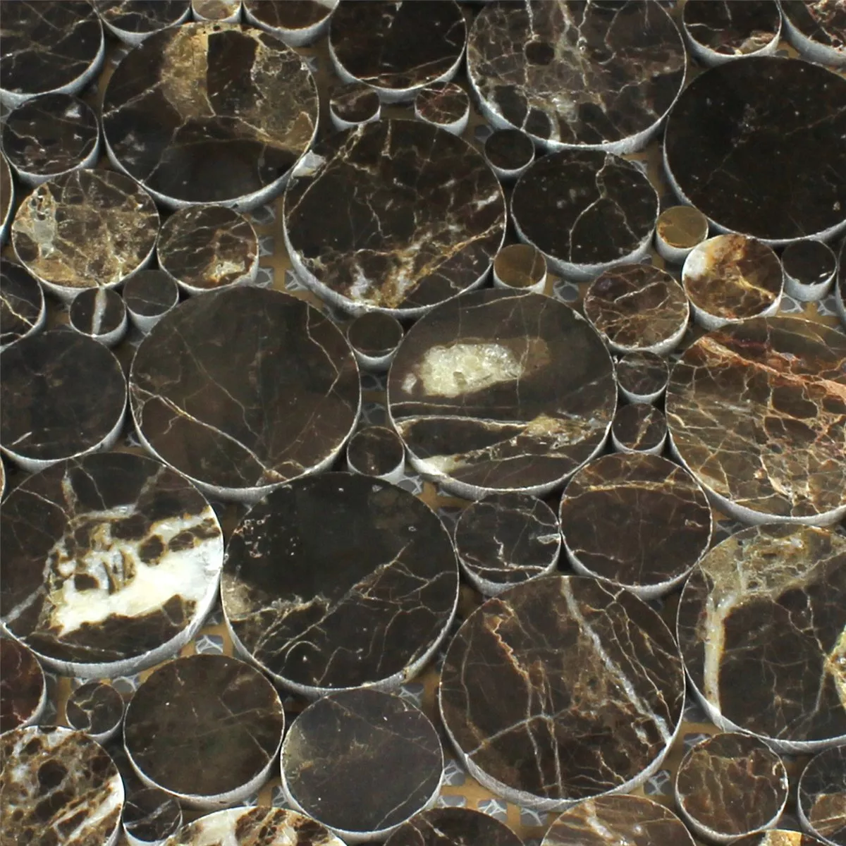 Prøve Mosaik Fliser Marmor Marimar Omgang Emperador Poleret