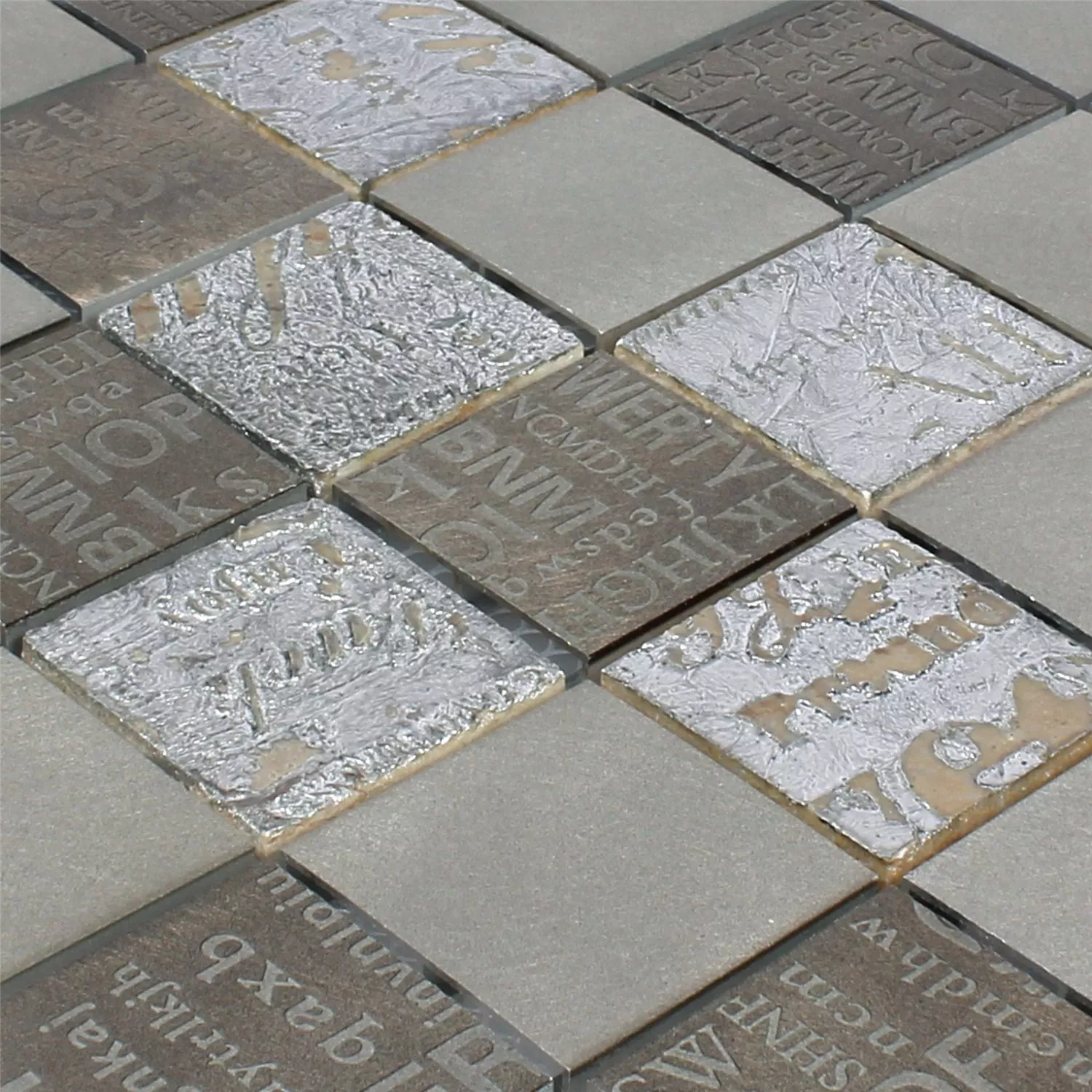 Mosaik Fliser Nazca Natursten Aluminium Mix Brun Sølv