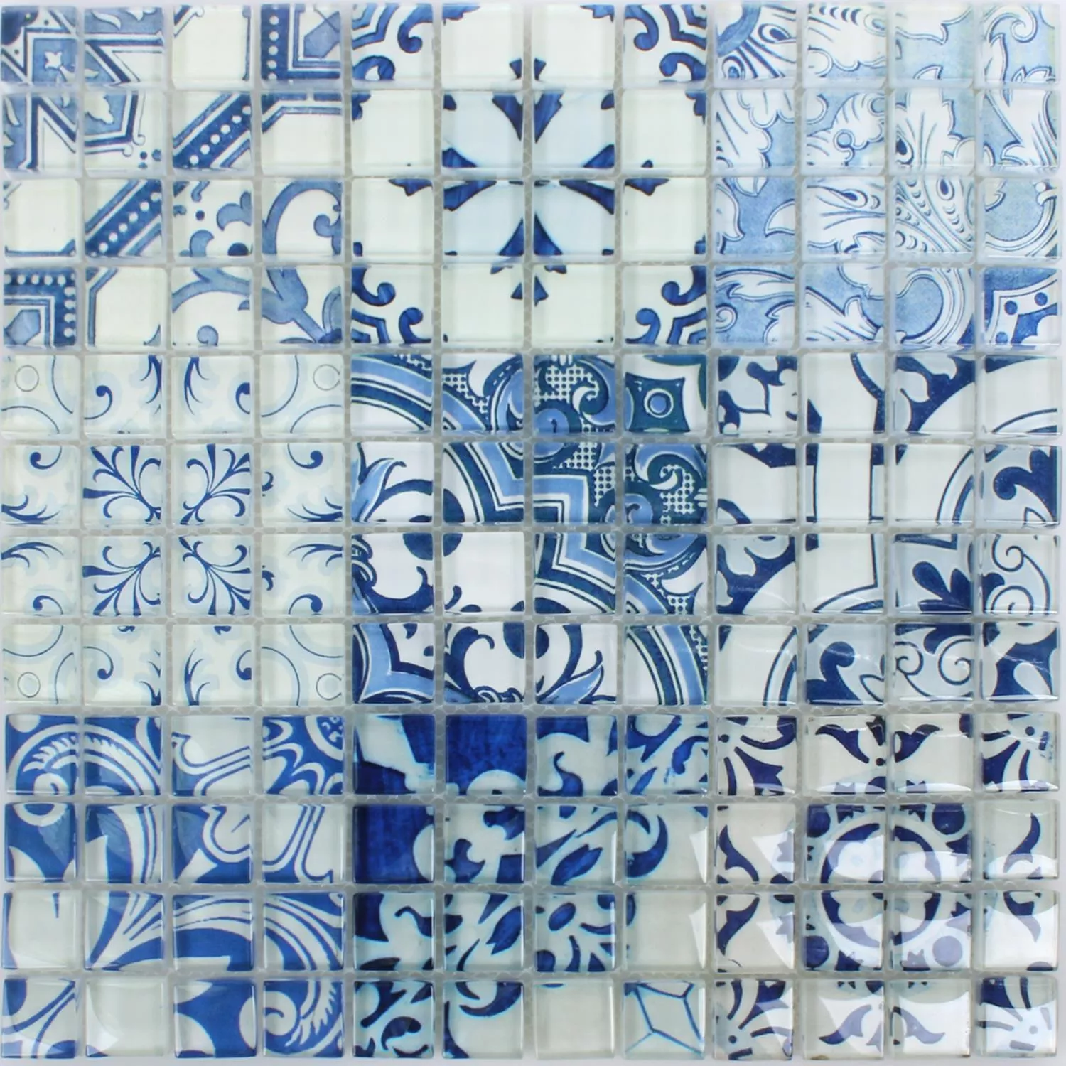 Prøve Mosaik Fliser Glas Inspiration Blå