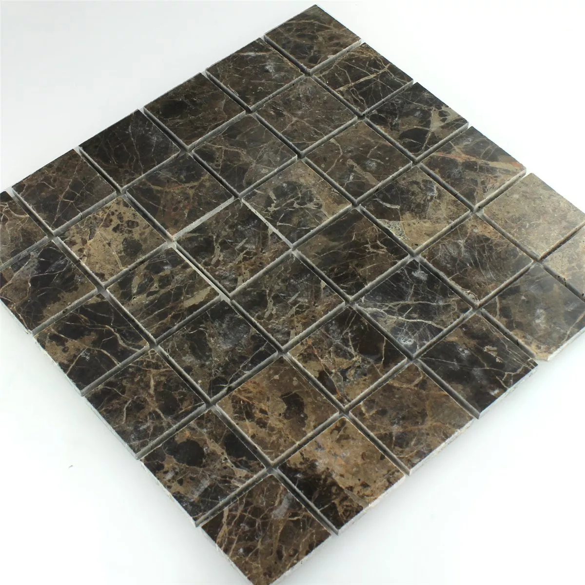 Mosaik Fliser Marmor Brun Poleret 48x48x7,5mm