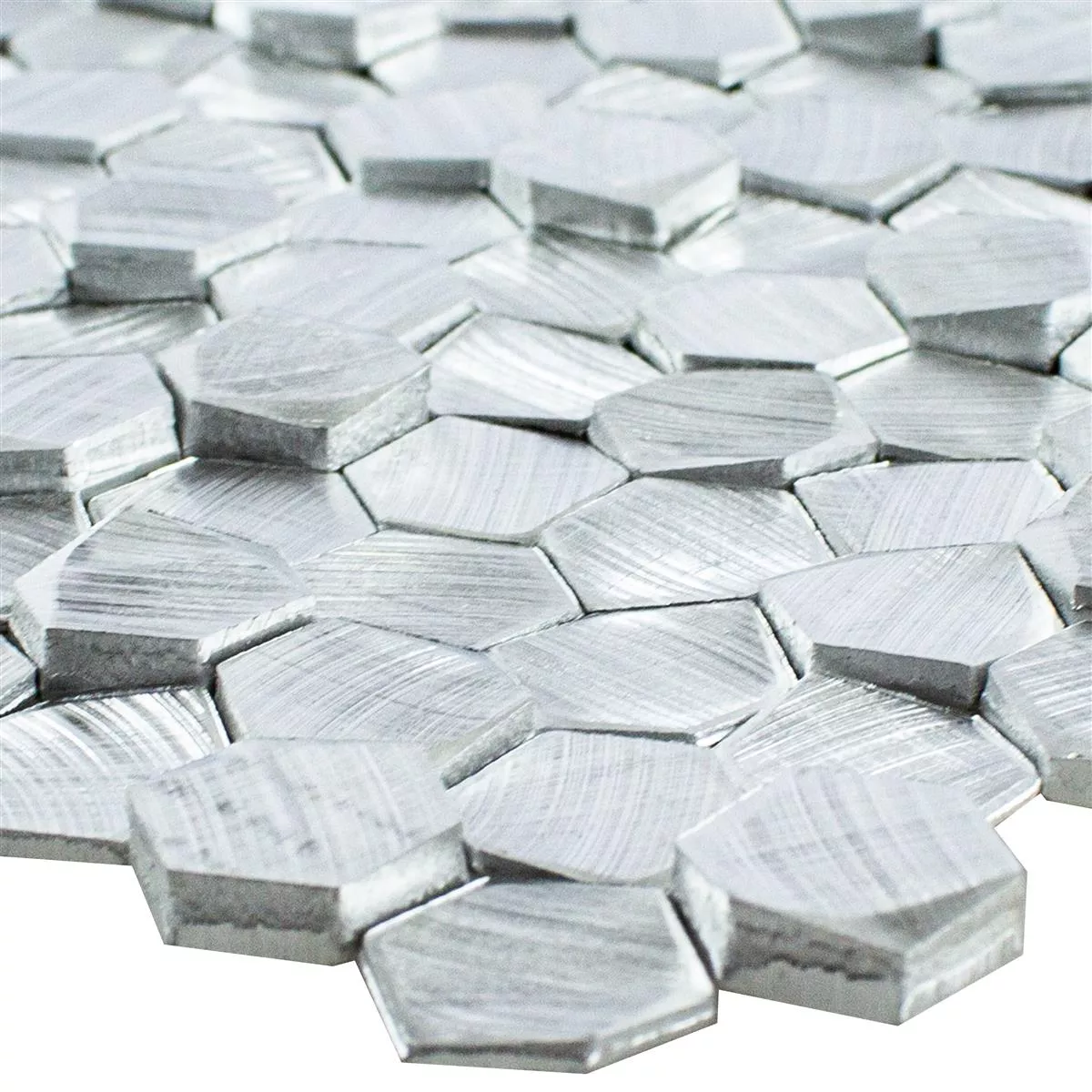 Aluminium Metal Mosaik Fliser McAllen Sølv