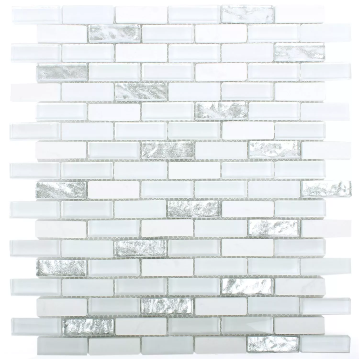 Mosaik Fliser Glas Marmor Civan Hvid Sølv