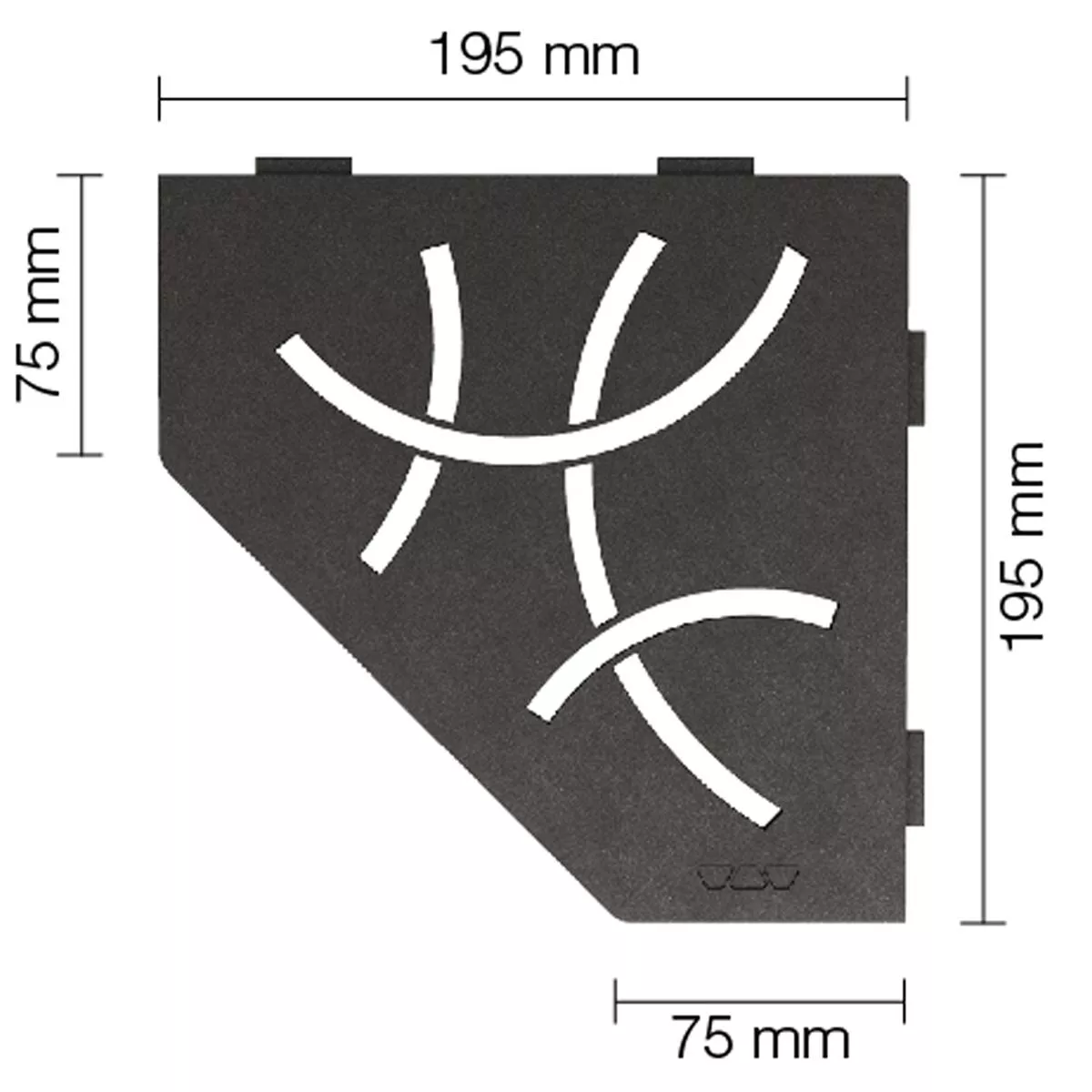 Væghylde brusehylde Schlüter 5eck 19,5x19,5cm Curve antracit