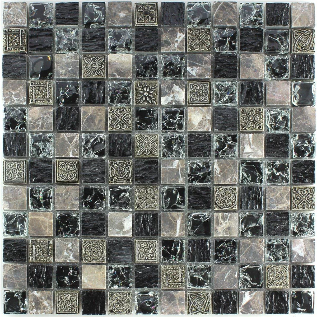 Prøve Mosaik Fliser Glas Marmor Effekt Sort