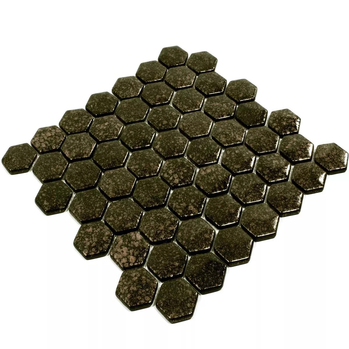 Prøve Glasmosaik Fliser Leopard Hexagon 3D Guld