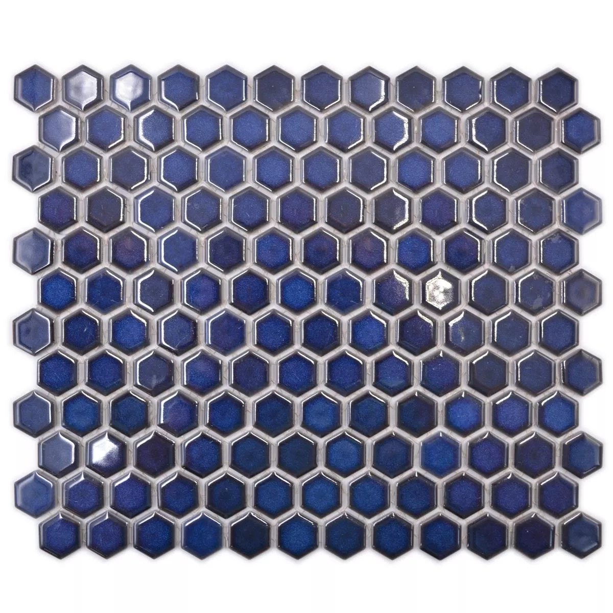 Prøve fra Keramikmosaik Salomon Hexagon Kobolt Blå H23