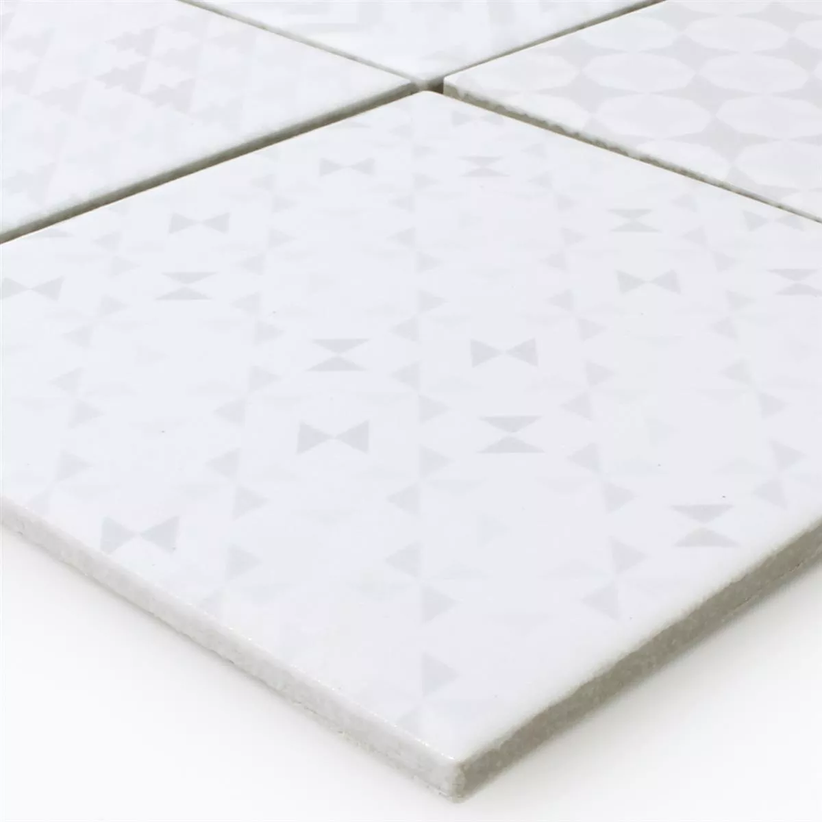 Mosaik Fliser Keramik Cement Optik Geo Hvid