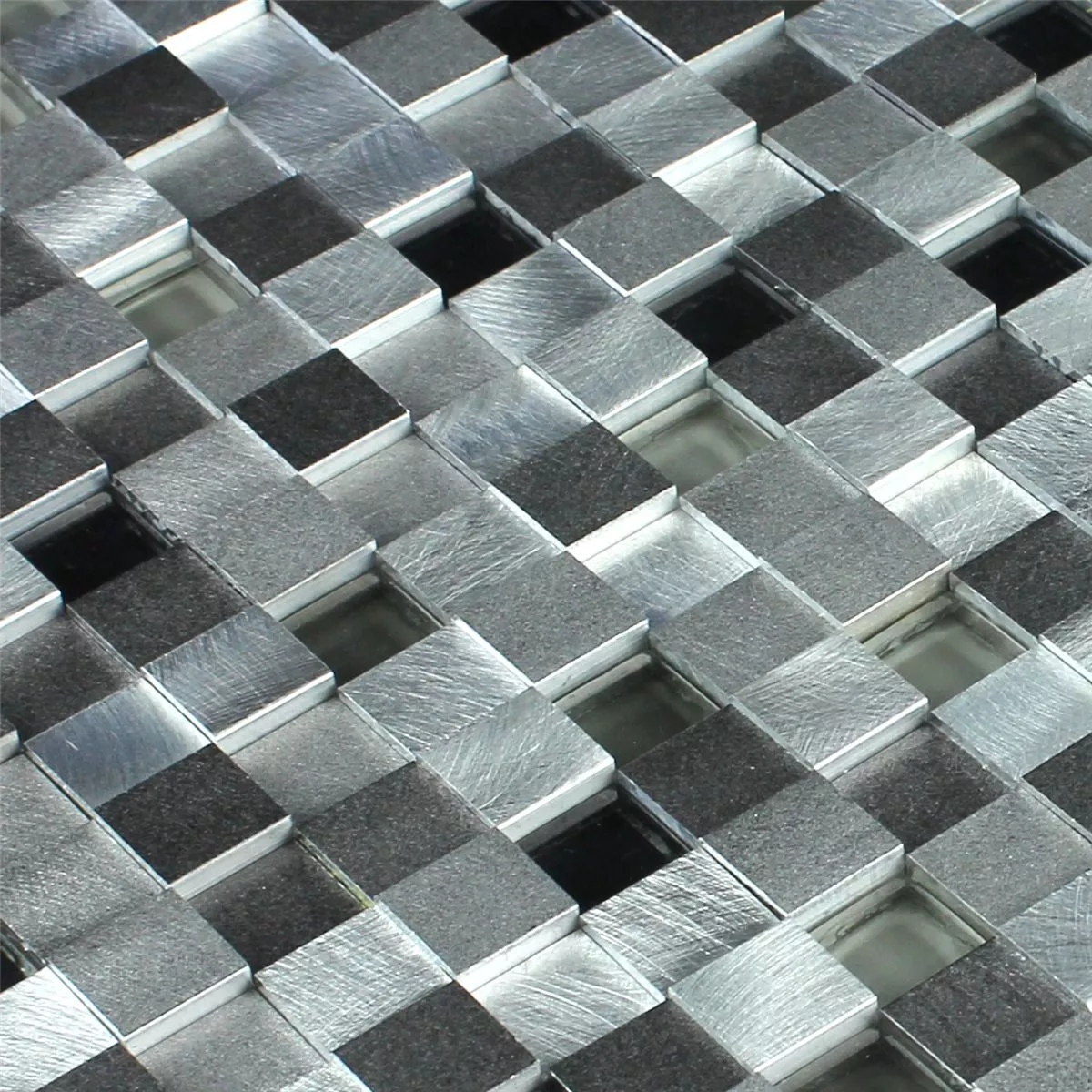 Prøve Design Fliser Aluminium Glas D Mosaik Black Mix