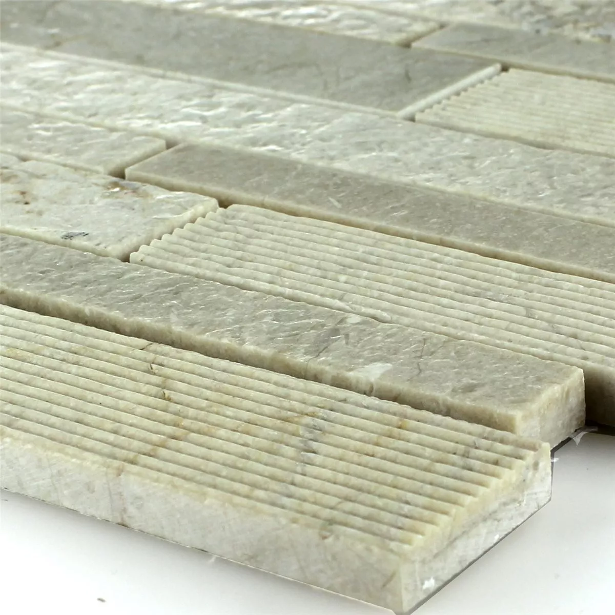 Mosaik Fliser Marmor Stænger Fræses Poleret Creme