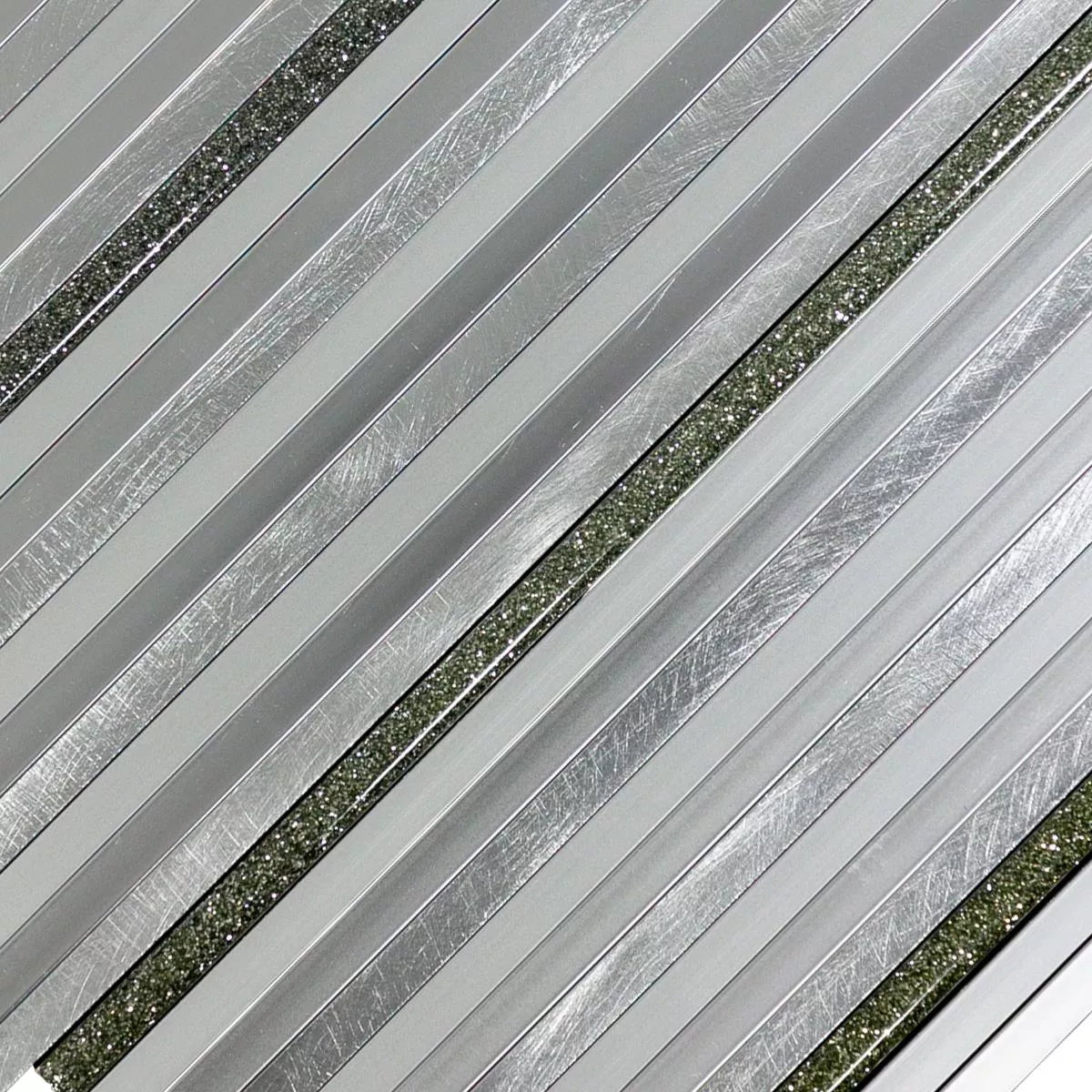 Aluminium Metal Mosaik Fliser Bilbao Stripes Sølv