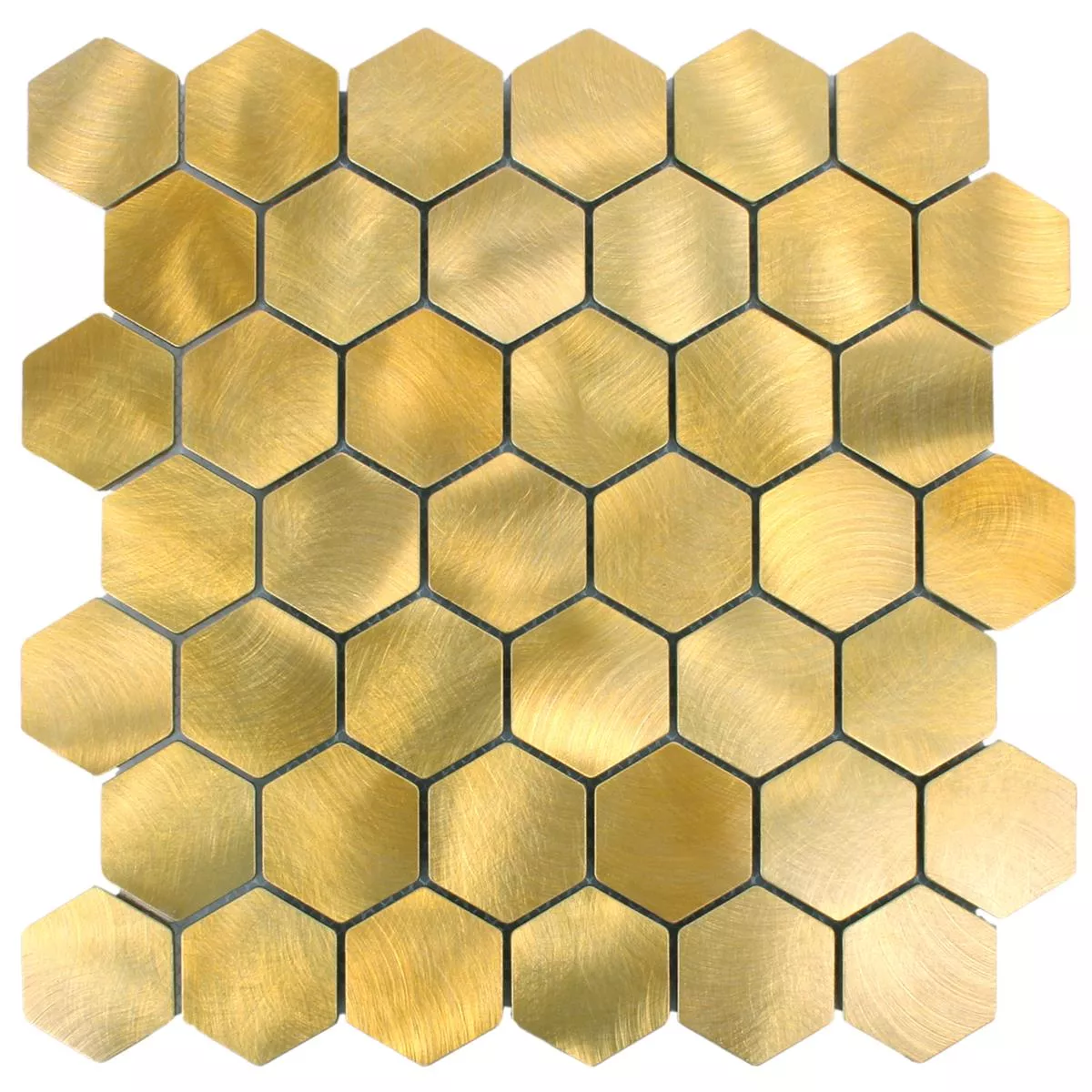 Prøve Mosaik Fliser Aluminium Manhatten Hexagon Guld