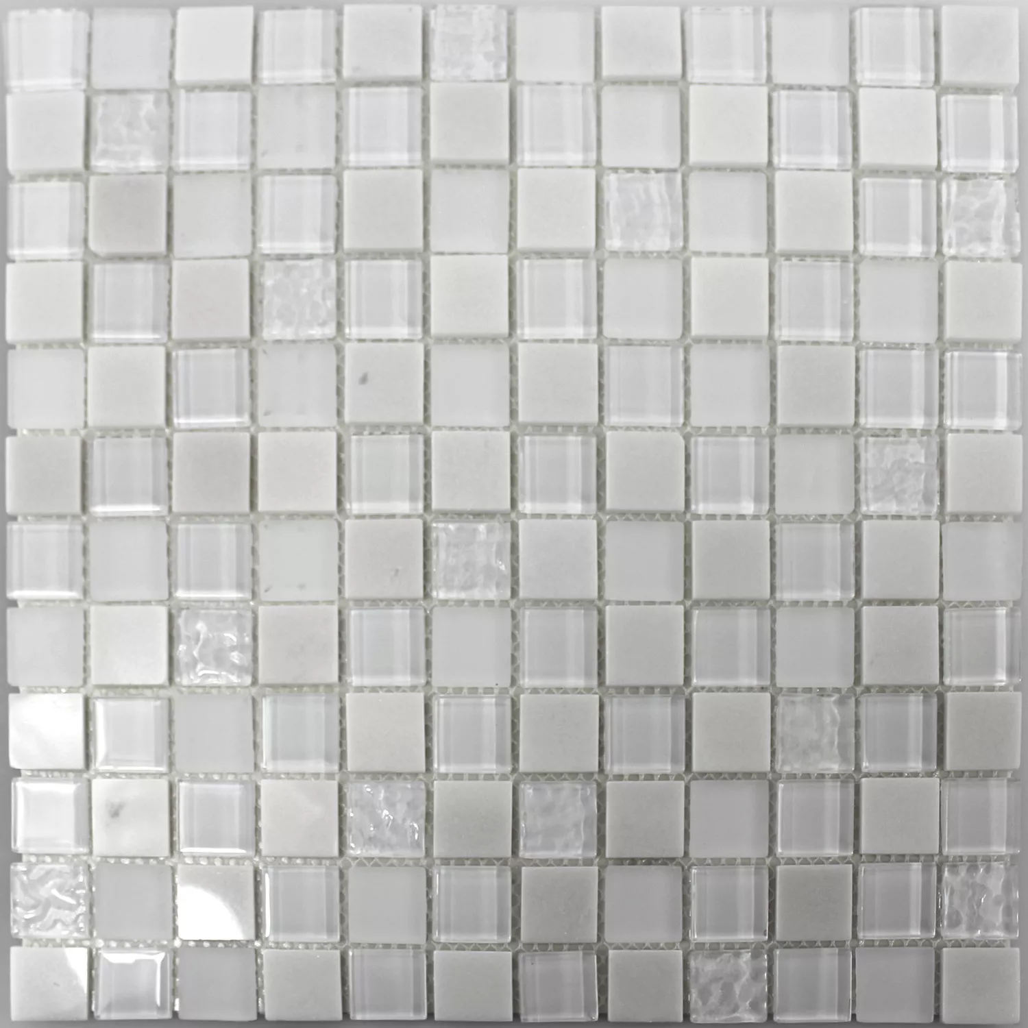 Prøve Selvklæbende Mosaik Natursten Glas Mix Hvid