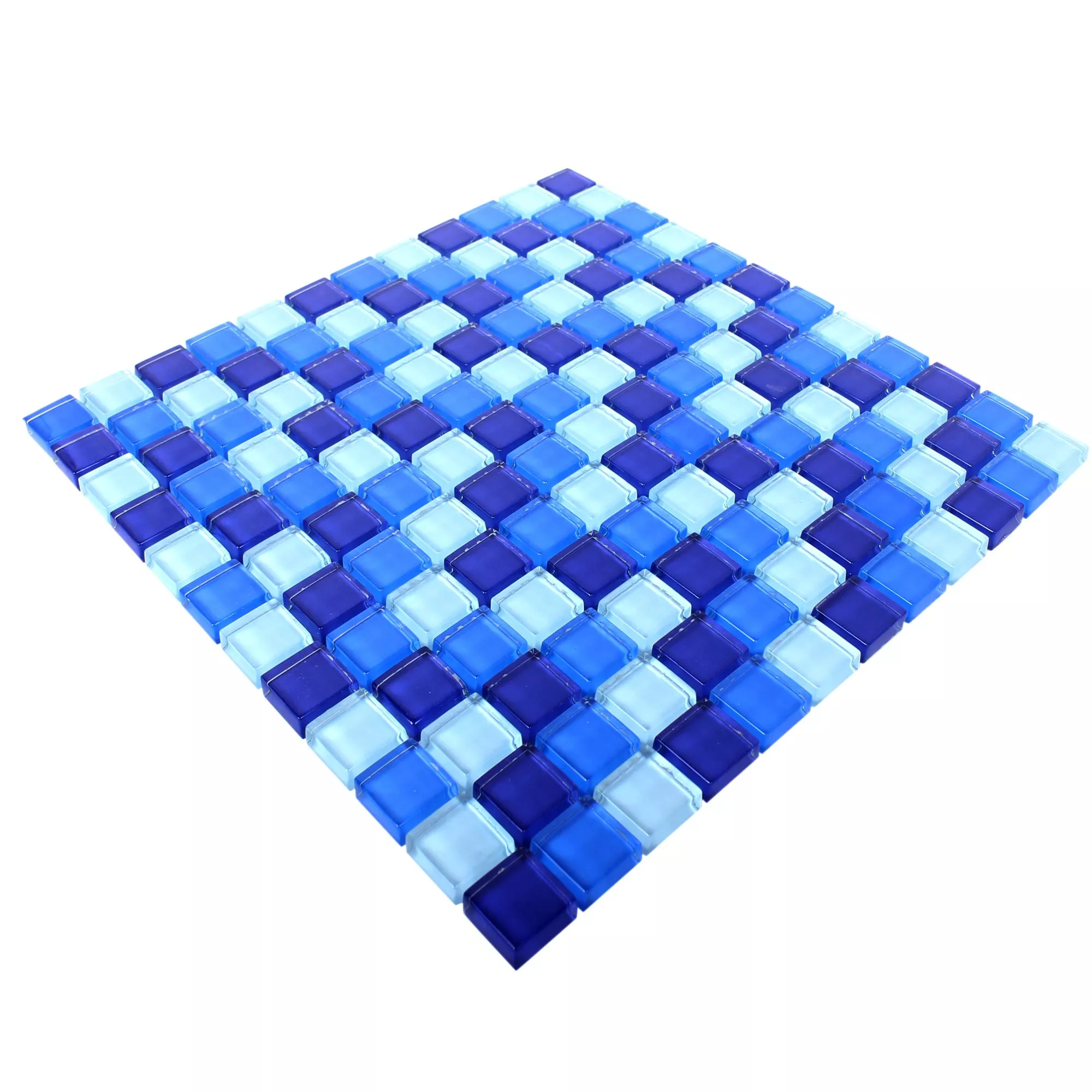 Glasmosaik Fliser Blå Mix 23x23x8mm Glasmosaik Fliser Blå Mix 23x23x8mm