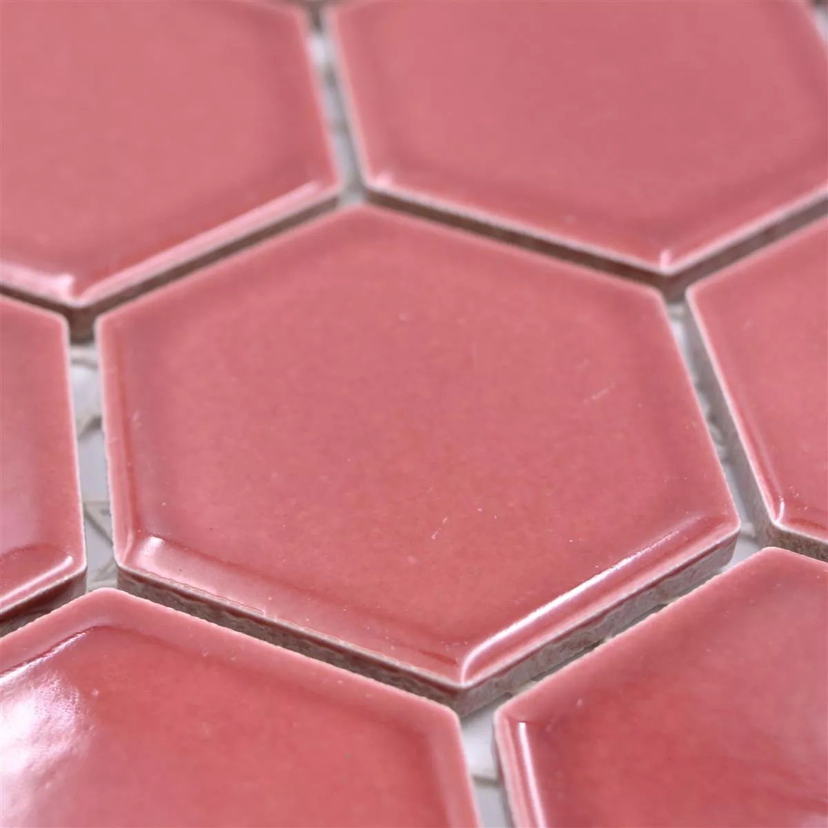 Prøve fra Keramikmosaik Salomon Hexagon Bordeaux Rød H51