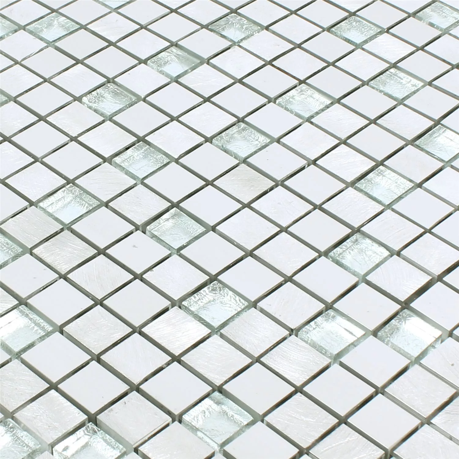 Mosaik Fliser Lissabon Aluminium Glas Mix Sølv