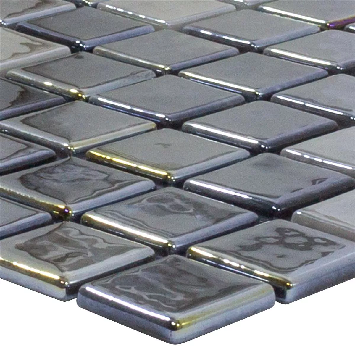 Prøve Glasmosaik Fliser Silvertown Antracit Metallic 25x25mm