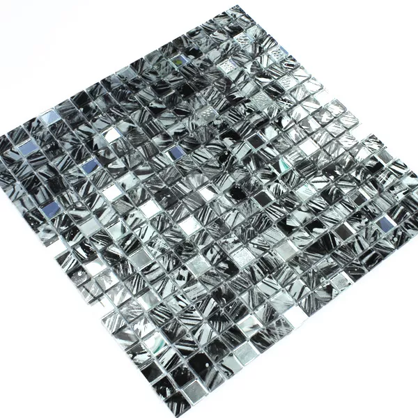 Glasmosaik Spejl Gra Marmoreret 15x15x6mm