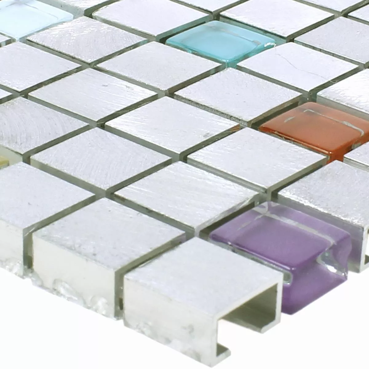 Prøve Mosaik Fliser Lissabon Aluminium Glas Mix Farverige