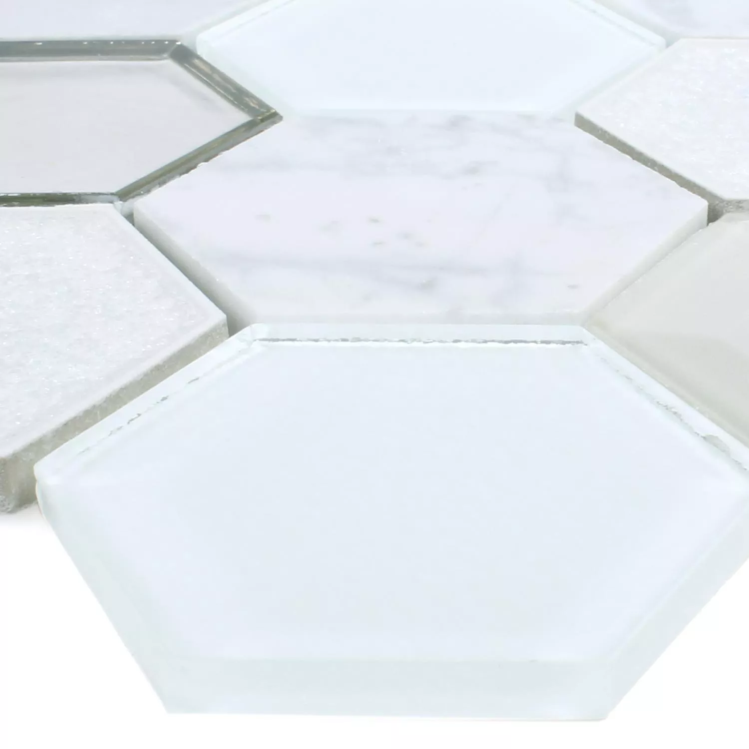 Prøve Mosaik Fliser Concrete Glas Natursten 3D Hvid