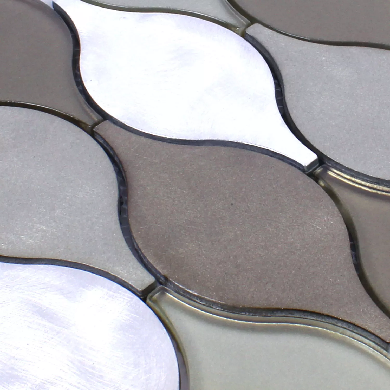 Prøve Mosaik Fliser Glas Aluminium Eliza Brun Sølv