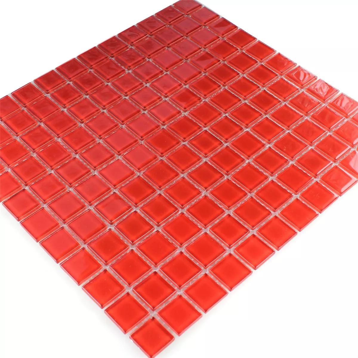 Glasmosaik Fliser Rød Uni 25x25x4mm