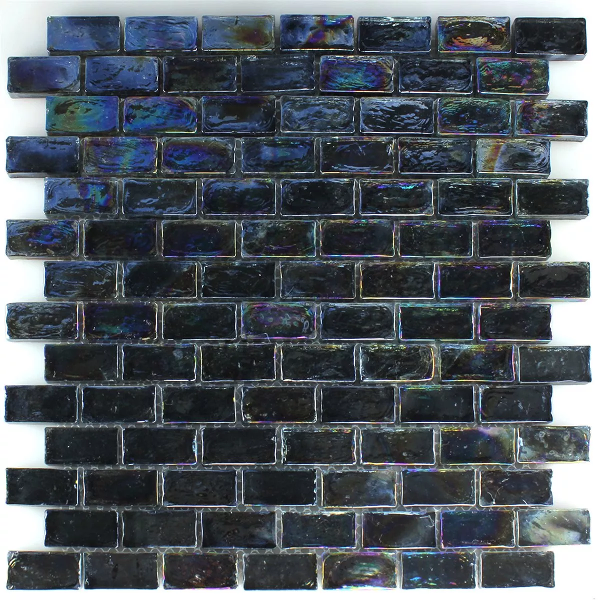 Glasmosaik Effekt Mosaik Petrol Black 20x42x8mm