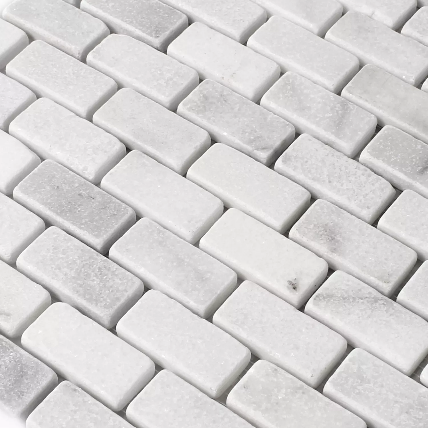 Prøve Marmor Natursten Mosaik Treviso Brick Hvid