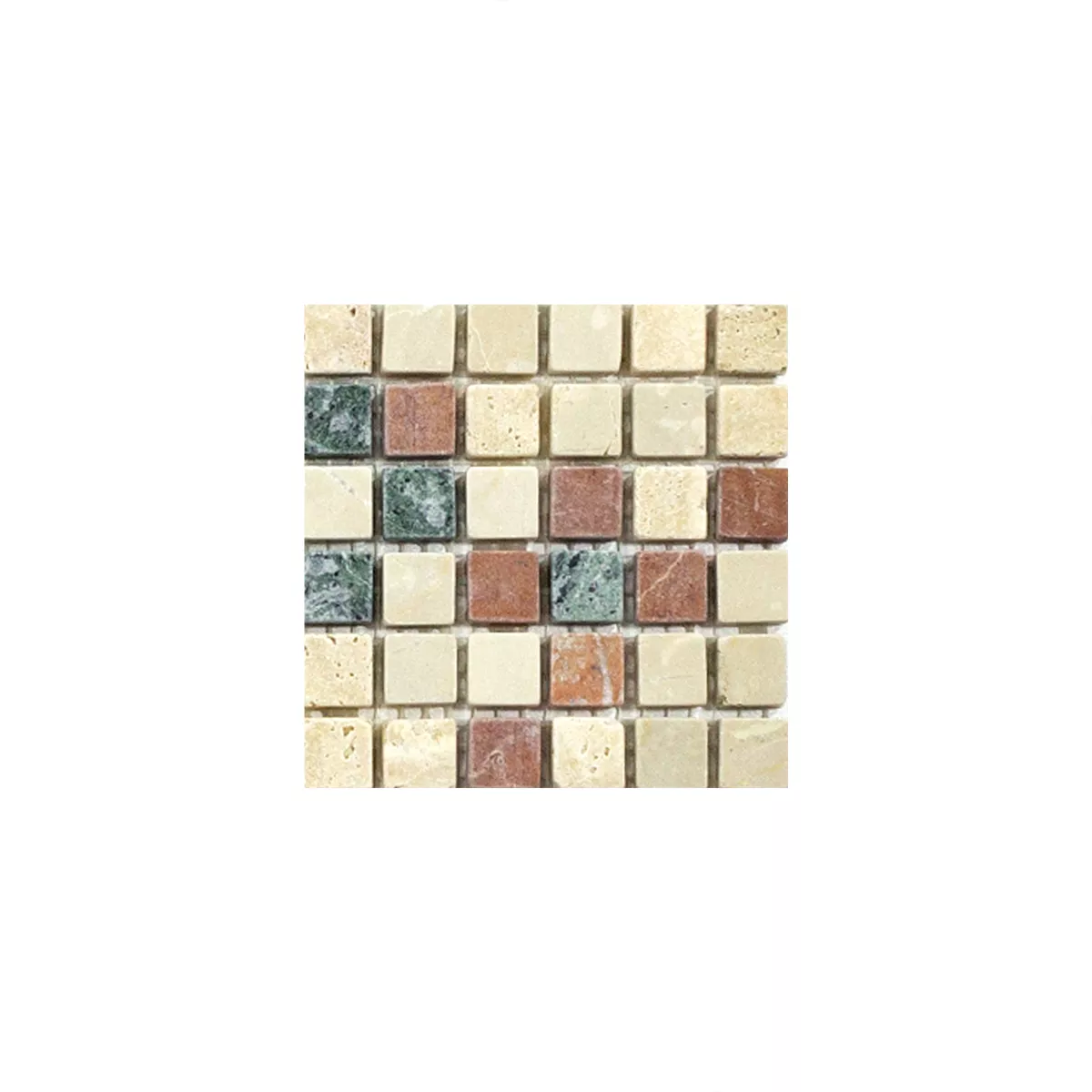 Prøve Marmor Mosaik Antebia Creme Beige Rød Grøn