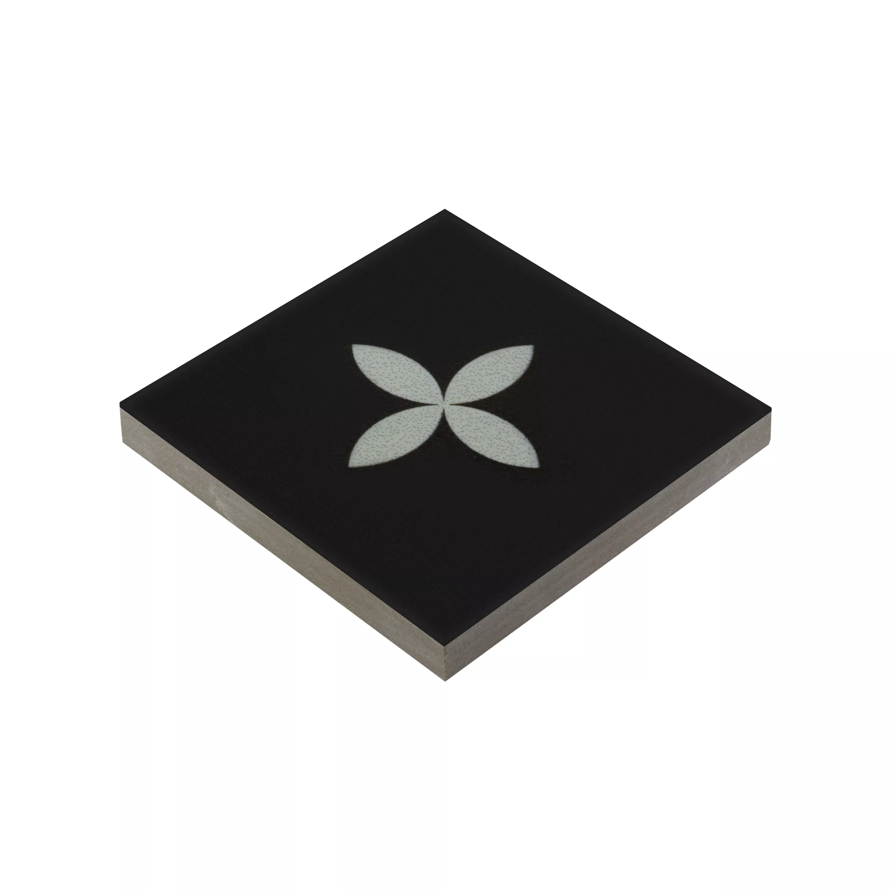 Porcellanato Fliser Genexia Sort Hvid Decor 2 Rosone 4,6x4,6cm Porcellanato Fliser Genexia Sort Hvid Decor 2 Rosone 4,6x4,6cm