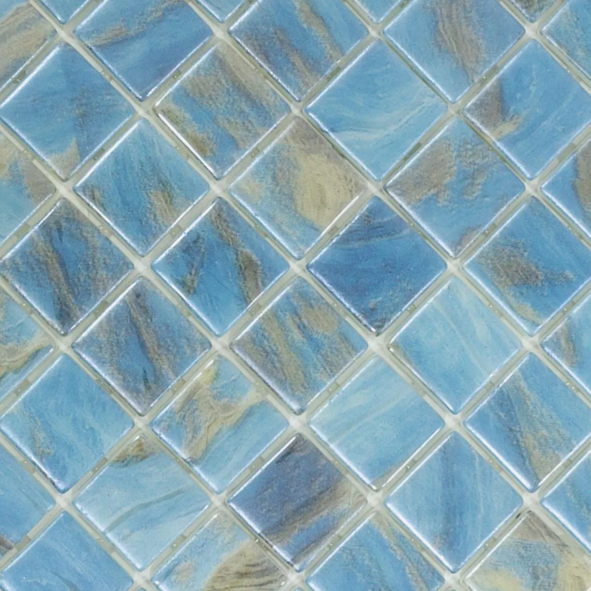 Glas Swimmingpool Mosaik Alassio Blå 25