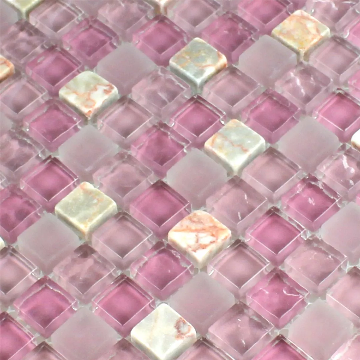 Prøve Mosaik Fliser Glas Marmor Rosa Mix 
