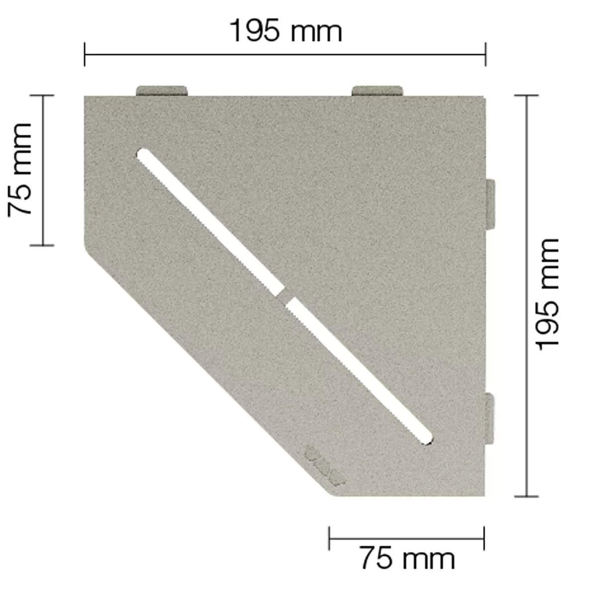 Væghylde brusehylde Schlüter 5-kantet 19,5x19,5cm ren grå