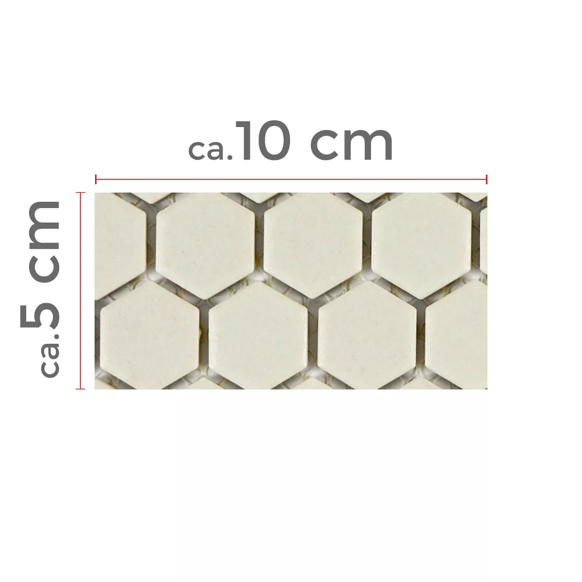 Prøve Keramik Mosaik Fliser Hexagon Zeinal Uglaseret Lysbeige R10B