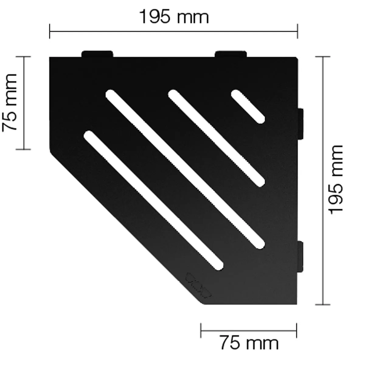 Væghylde brusehylde Schlüter 5-hjørnet 19,5x19,5cm Wave Graphite